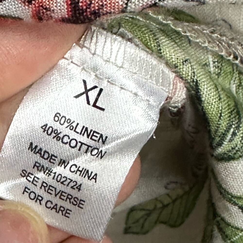 VTG Hester & Orchard Linen Blend Floral Blouse XL Cottagecore Button Front Top - Picture 3 of 14